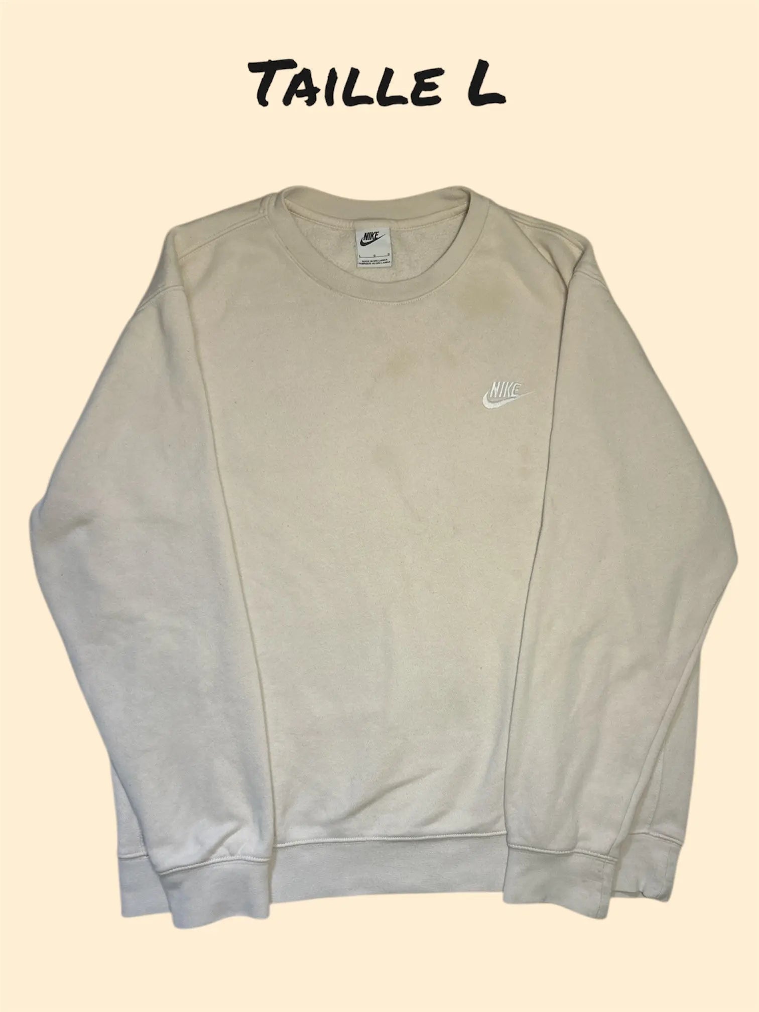 Pull Nike Beige Crème Logo Brodé La frip’ de Math